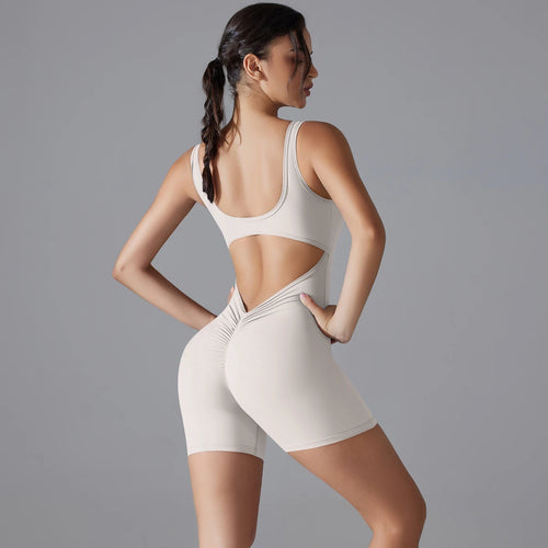 V-Back Scrunch Sleeveless Gym Jumpsuit