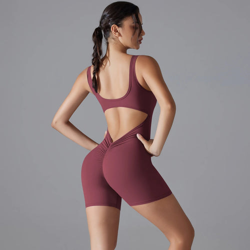 V-Back Scrunch Sleeveless Gym Jumpsuit