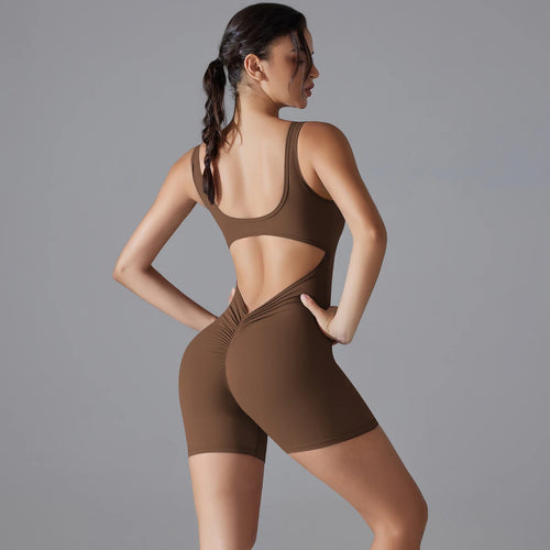 V-Back Scrunch Sleeveless Gym Jumpsuit