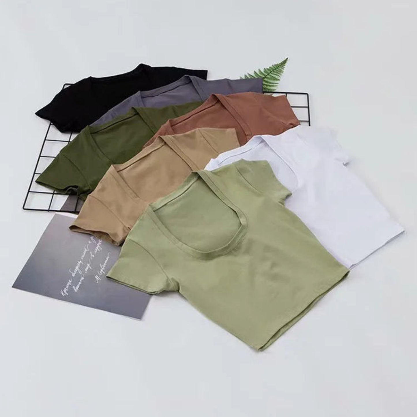 U-Neck Crop Top Solid Casual