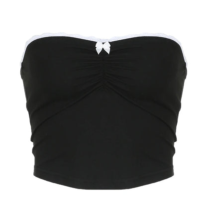 Retro Bow-Detail Strapless Harajuku Tube Top