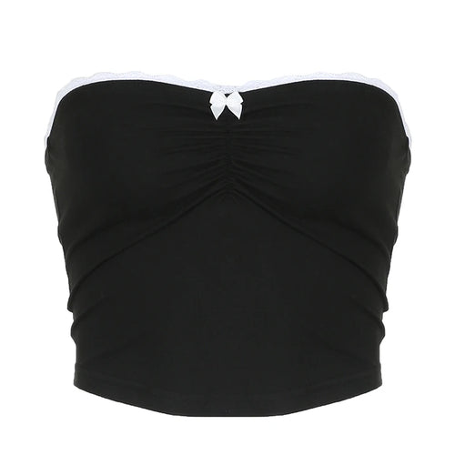 Retro Bow-Detail Strapless Harajuku Tube Top