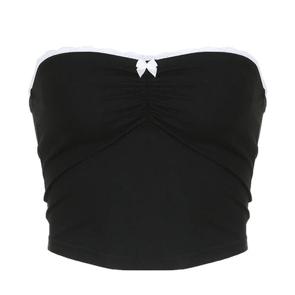 Retro Bow-Detail Strapless Harajuku Tube Top