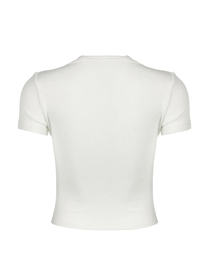 Halter Neck Lace Trim Black T-Shirt
